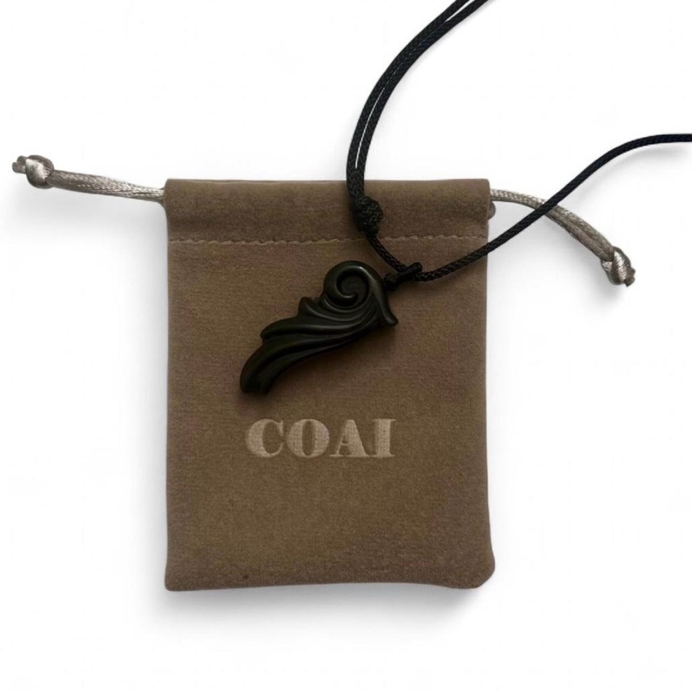 COAl Obsidian Angel Wing Pendent with adjustable necklace